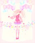  1girl balloon character_name hatsune_miku sakura_miku skirt solo thigh-highs thighhighs twintails vocaloid wink 