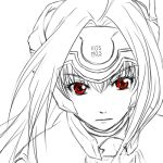  kos-mos lowres monochrome red_eyes sketch spot_color xenosaga 