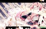  character_name cherry_blossoms detached_sleeves foreshortening green_eyes hatsune_miku headset katase_waka long_hair necktie object_namesake open_mouth outstretched_arms piano_keys pink_hair sakura_miku skirt solo spread_arms thigh-highs thighhighs twintails very_long_hair vocaloid 