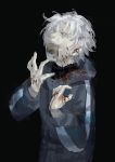  bad_id black_background blood creepy fate/zero fate_(series) hoodie male matou_kariya seeker solo white_hair 
