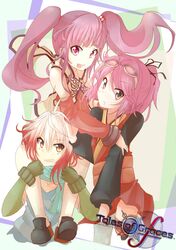  3girls anise_tatlin anise_tatlin_(cosplay) cheria_barnes cosplay highres multiple_girls pascal rita_mordio rita_mordio_(cosplay) sophie_(tales_of_graces) tales_of_(series) tales_of_graces tales_of_the_abyss tales_of_vesperia title_drop 