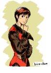  brown_eyes brown_hair earrings hand_on_chin hand_to_chin highres jewelry king_of_fighters short_hair siwawuth sketch snk solo vice 