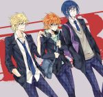  bag blazer blonde_hair blush brief_(character) brief_(psg) casual freckles genderswap glasses headphones male messenger_bag multicolored_hair multiple_boys orange_hair panty_&amp;_stocking_with_garterbelt panty_(psg) short_hair shoulder_bag stocking_(psg) two-ton_hair two-tone_hair 