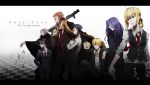  5boys assassin_(fate/zero) bazooka beard berserker_(fate/zero) blonde_hair bullet cape caster_(fate/zero) facial_hair fate/zero fate_(series) female_assassin_(fate/zero) formal gilgamesh grey_hair group_profile gun hair_covering_eyes hair_over_eyes highres jewelry kurohal lancer_(fate/zero) letterboxed lineup long_hair multiple_boys multiple_girls necklace necktie ponytail profile purple_hair red_hair redhead rider_(fate/zero) robe saber short_hair suit weapon 