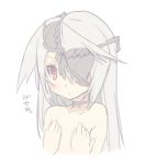  bra bra_on_head choker covering covering_breasts eyepatch flat_chest grey_hair infinite_stratos laura_bodewig lingerie lowres nude object_on_head red_eyes translated underwear 