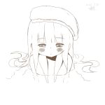  1girl blush dated long_hair mille monochrome partially_submerged signature simple_background solo white_background 
