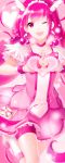 ;d aile_(crossroads) bike_shorts choker cure_happy heart heart_hands hoshizora_miyuki long_hair magical_girl open_mouth pink pink_eyes pink_hair precure skirt smile smile_precure! solo tiara twintails wink 