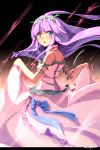  absurdres aqua_eyes dress dress_lift hairband highres letterboxed long_hair minagokoro patchouli_knowledge purple_dress purple_hair solo touhou 