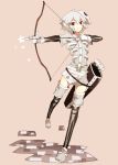  1girl arrow boots bow_(weapon) mask minecraft personification quiver red_eyes rooseputo_02 short_hair shorts skeleton_(minecraft) solo thigh-highs thigh_boots thighhighs weapon white_hair 