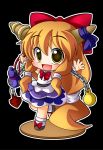  bow chain chains chibi faux_figurine gourd hair_bow horns ibuki_suika long_hair open_mouth orange_hair shinjitsu solo touhou yellow_eyes 