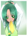  bad_id dress green_eyes green_hair long_hair midorikawa_nao necktie ponytail precure smile smile_precure! solo sweater_vest tying_hair 
