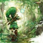  child forest from_behind green link lowres nature navi nintendo ocarina_of_time pointy_ears sin_(hitonatsu) sword the_legend_of_zelda tree weapon young_link 