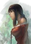  ahri bare_shoulders black_hair breasts kishiyo league_of_legends solo 