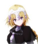  armor blonde_hair bloom braid capelet fate/apocrypha fate_(series) headpiece jeanne_d&#039;arc_(fate/apocrypha) jeanne_d'arc_(fate/apocrypha) k23 long_hair purple_eyes ruler_(fate/apocrypha) simple_background single_braid solo violet_eyes white_background 