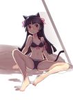  1girl ameya_shioichi animal_ears bikini black_hair cat_ears gokou_ruri highres long_hair ore_no_imouto_ga_konna_ni_kawaii_wake_ga_nai red_eyes shade solo swimsuit tail umbrella 