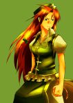  absurdres clenched_hand green_background highres hong_meiling nimicho pointy_ears serious solo touhou 