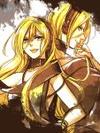  1girl bad_id blonde_hair blue_eyes dual_persona genderswap headphones lily_(vocaloid) long_hair midriff smile suzunosuke_(sagula) very_long_hair vocaloid 