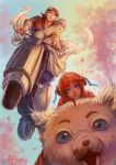  afra blue_eyes bun_cover chinese_clothes dog double_bun gintama glasses helmet kafesuro kagura_(gintama) motor_vehicle motorcycle_helmet red_eyes red_hair redhead sadaharu sakata_gintoki scooter shimura_shinpachi short_hair silver_hair vehicle vespa 