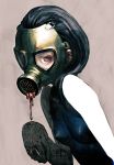  black_hair cozy erect_nipples flat_chest gas_mask original red_eyes solo swimsuit 