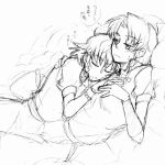  graphite_(medium) hong_meiling izayoi_sakuya kondou_(acid) lowres monochrome multiple_girls no_hat no_headwear sleeping touhou traditional_media translation_request yuri 