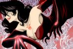  black_hair body_mark breasts claws cleavage detached_sleeves dress fullmetal_alchemist ghost_(mausuman34) grin large_breasts long_hair lust red_dress red_eyes sideways_mouth smile smirk solo tattoo 