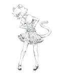  animal_ears capelet greyscale hands_on_hips highres kneehighs mary_janes monochrome mouse_ears nazrin shoes short_hair simple_background skirt solo tail takeuma touhou white_background 