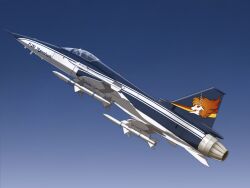  aim-120_amraam aircraft airplane area_88 blue_sky commentary_request f-20_tigershark fighter_jet flying glint highres kazama_shin military military_vehicle missile pilot sky tussy vehicle_focus 