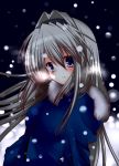  clannad coat hairband haruta_(806060) highres long_hair sakagami_tomoyo silver_hair snow 