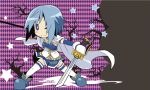  armband blue_eyes blue_hair cape dual_wielding gloves mahou_shoujo_madoka_magica miki_sayaka short_hair smile solo sword thigh-highs thighhighs totsuki_tooka weapon wink witch&#039;s_labyrinth witch's_labyrinth zettai_ryouiki 
