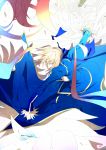  ahoge blonde_hair dress excalibur fate/zero fate_(series) green_eyes hair_ribbon highres hullabaloo invisible_air juliet_sleeves long_sleeves puffy_shoulders_long_sleeves puffy_sleeves ribbon saber solo sword weapon 