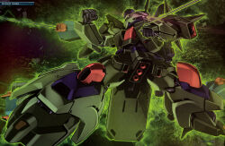  absurdres beam_cannon cable doven_wolf energy_field gundam gundam_perfect_file gundam_zz highres magazine_scan mecha neo_zeon newtype_flash no_humans one-eyed red_eyes robot scan scene_reference shield space surrounded traditional_media vernier_thrusters zaku_iii zaku_iii_custom zero_gravity 