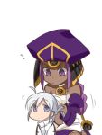  adjusting_hair ahoge blue_eyes choker dark_skin dust_of_osiris flat_chest hat melty_blood multiple_girls nagato123 ponytail purple_eyes purple_hair riesbyfe_stridberg silver_hair tsukihime violet_eyes young 