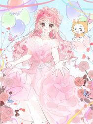  >_o 1girl ahoge animal artist_request balloon bare_shoulders bead_choker beads belt birthday birthday_cake blossoming_impression_(shining_nikki) blue_butterfly brown_eyes bug butterfly cake candle cat chinese_commentary cloak clothed_animal commentary_request commission day dot_nose dress drill_hair ear_covers elbow_gloves eyelashes feet_out_of_frame fire flower flower_dress food gloves gown happy heart_balloon highres holding holding_food hood hood_up hooded_cloak light_blush long_dress long_hair looking_at_viewer momo_(nikki) neck nikki_(nikki) nikki_(series) offering_hand one_eye_closed open_mouth outdoors petals pink_dress pink_flower pink_hair pink_rose red_flower red_rose rose rose_petals sample_watermark second-party_source see-through_clothes see-through_gloves shining_nikki skirt_hold smile sparkle strapless strapless_dress streamers tareme teeth upper_teeth_only very_long_hair watermark whiskers white_cat white_flower white_gloves white_rose yellow_cloak 