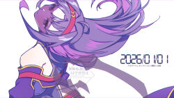  1girl absurdres ahoge bare_shoulders commentary_request headband highres leotard long_hair neosight purple_hair purple_leotard red_eyes red_headband solo sword_art_online white_background yuuki_(sao) 