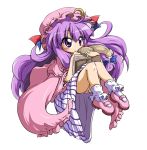  blush book bow d.a dress footwear geoduck hair_bow hat long_hair mary_janes panties pantyshot patchouli_knowledge purple_eyes purple_hair shoes simple_background smile socks solo touhou transparent_background underwear violet_eyes 