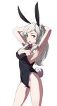  armpits bowtie brown_eyes brown_hair bunny_tail bunnysuit detached_collar fire_emblem fire_emblem:_kakusei long_hair my_unit naso4 ponytail popped_collar silver_hair tail 