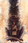  brown_hair child chimera creature feathers griffin k-sara sandals short_hair tail the_last_guardian traditional_media trico_(character) tunic watercolor_(medium) 