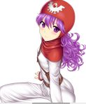  blush dragon_quest dragon_quest_ii hat long_hair looking_at_viewer princess_of_moonbrook purple_eyes purple_hair smile solo st.germain-sal violet_eyes white_background 