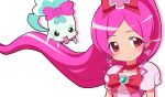  92kuni92 bad_id character_request chypre_(heartcatch_precure!) cure_blossom hair_ornament hair_ribbon hanasaki_tsubomi heart heartcatch_precure! long_hair looking_at_viewer magical_girl open_mouth pink_eyes pink_hair ponytail precure ribbon simple_background smile white_background 