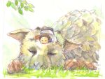  creature feathers griffin short_hair sleeping taoi the_last_guardian traditional_media trico_(character) watercolor_pencil_(medium) 