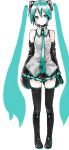  :3 aqua_eyes aqua_hair bad_id bare_shoulders boots detached_sleeves hatsune_miku headset long_hair necktie s@ki_kilisawa simple_background skirt sleeves_past_wrists solo thigh-highs thigh_boots thighhighs twintails very_long_hair vocaloid white_background 