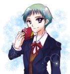  1boy b-daman b-densetsu!_battle_b-daman blue_eyes butler gift green_hair ibuko joshua_(b-daman) necktie solo valentine 