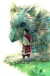  creature feathers griffin k-sara sandals short_hair the_last_guardian trico_(character) tunic 