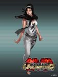  1girl bare_arms belt black_eyes black_hair breasts capelet cleavage closed_mouth female hairband jumpsuit junny kazama_jun lips namco official_art sandals short_hair sleeveless sleeveless_jumpsuit solo standing tekken tekken_2 tekken_tag_2 tekken_tag_tournament tekken_tag_tournament_2 track_suit 