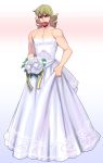  bad_id bare_shoulders barnaby_brooks_jr blonde_hair bouquet crossdressinging dress flower glasses gradient gradient_background green_eyes male masao mouth_hold skirt_hold solo sunglasses tiger_&amp;_bunny wedding_dress 