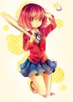  1girl baseball_bat blush kushieda_minori red_hair redhead ribbon school_uniform short_hair skirt solo toradora! yennineii 