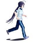  akiyama_mio black_eyes black_hair blush breasts gym_uniform hime_cut k-on! large_breasts long_hair ponytail running solo track_pants uniform 