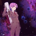  ball bazett_fraga_mcremitz earrings fate/hollow_ataraxia fate_(series) female formal gloves mole necktie pant_suit purple_hair red_eyes ritsuka_(umekichi) short_hair solo suit 