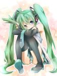  colored fira_yuki hatsune_miku headphones long_hair looking_at_viewer panties sitting skirt smile solo twintails underwear very_long_hair vocaloid 