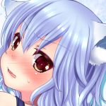  animal_ears blue_hair blush cat_ears close-up face irori kemonomimi_mode looking_at_viewer portrait red_eyes remilia_scarlet short_hair solo touhou wavy_mouth 
